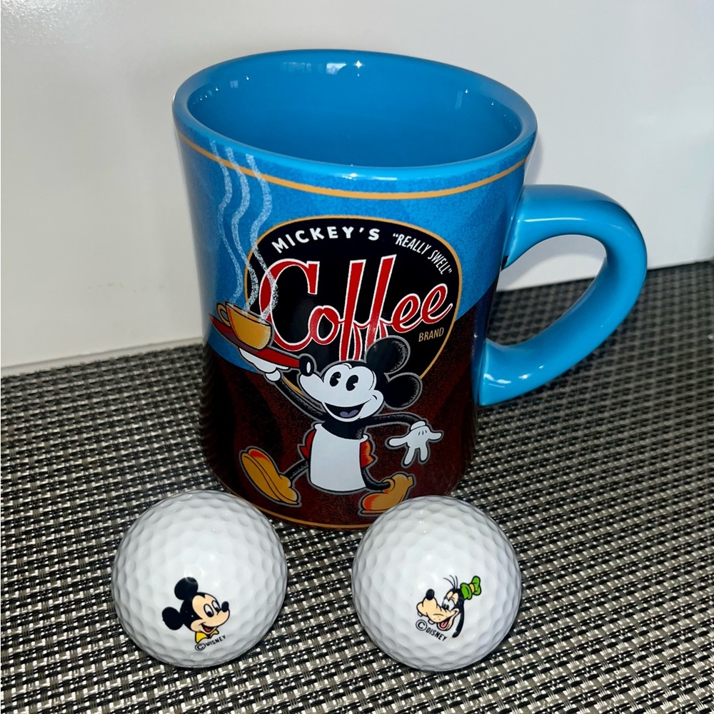 Disney Mickey Mouse Coffee Mug & 2 Golf Balls - Mickey & Goofy
